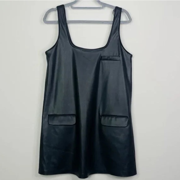 ZARA faux vegan leather pinafore overall dress size large - Picture 8 of 12